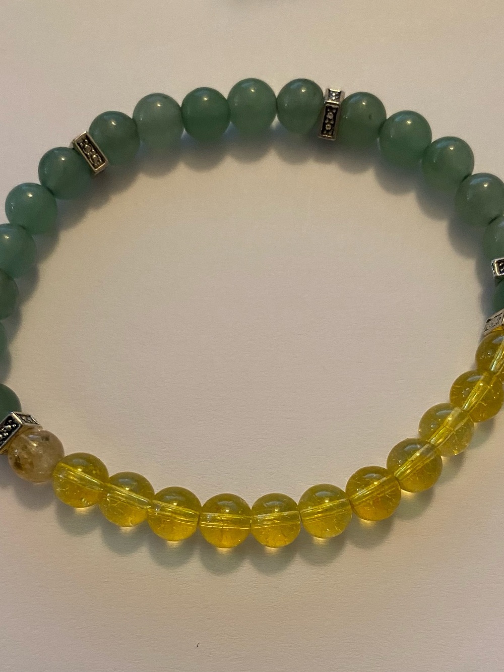 Handcrafted Aventurine and Citrine Beaded Stretch Bracelet